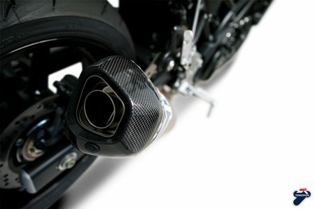 Termignoni Relevance Stainless/Carbon Slip-On for 2016-19 Suzuki SV650 rear
