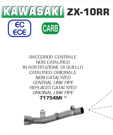 ARROW RACING INOX LINK PIPE FOR ARROW OR ORIGINAL HEADERS 2021 KAWASAKI NINJA ZX-10RR - (MPN # 71754MI)