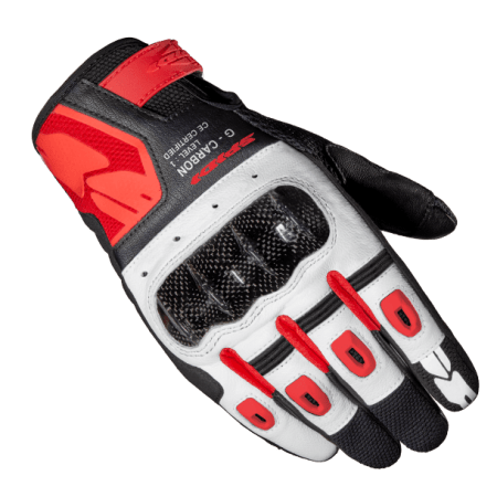 Spidi G-CARBON Motorcycle Riding Leather Gloves red white