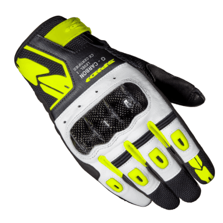 Spidi G-CARBON Motorcycle Riding Leather Gloves fluo yellow