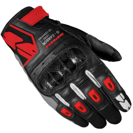 Spidi G-CARBON Motorcycle Riding Leather Gloves red